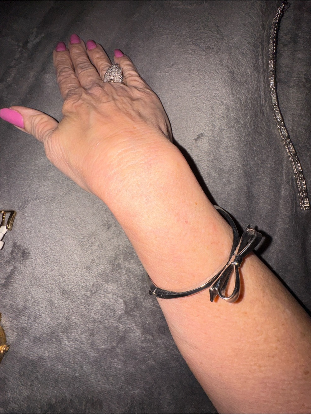 kate spade Silver Bow Cuff Bangle with Polished Finish
